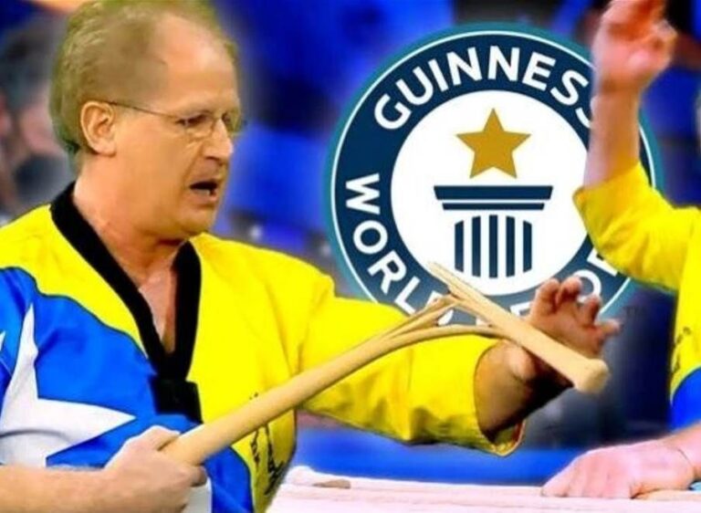 Artista marcial rompe 68 bates de béisbol en un minuto