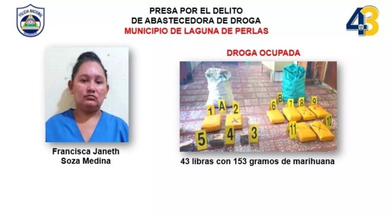 Capturan a mujer que viajaba en un bus con 43 libras de marihuana