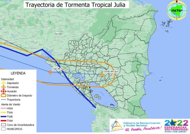 Julia se degrada a Tormenta Tropical