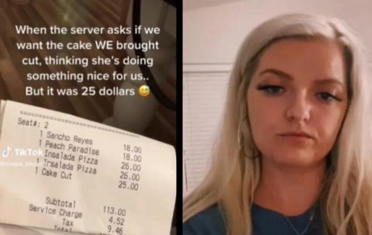 Mujer lleva pastel a un restaurante y le cobran 25 dólares por partirlo