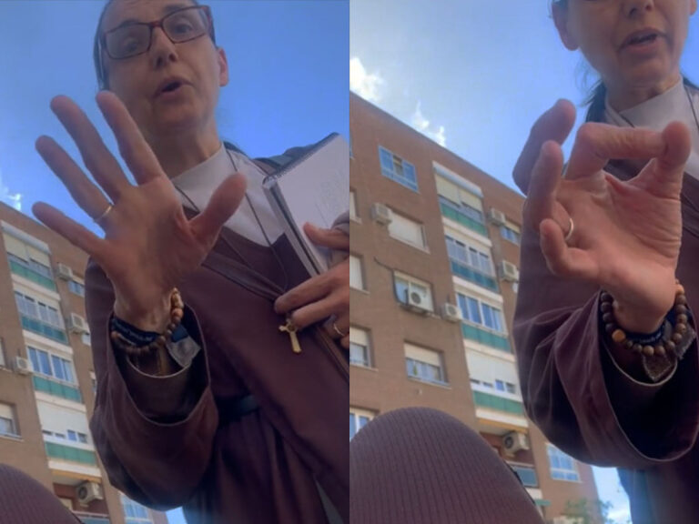 Monja regaña a pareja por estar mal sentada y dar espectáculo