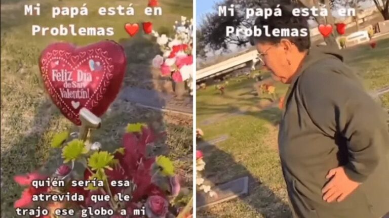 Mujer encuentra globo romántico en la tumba de su esposo