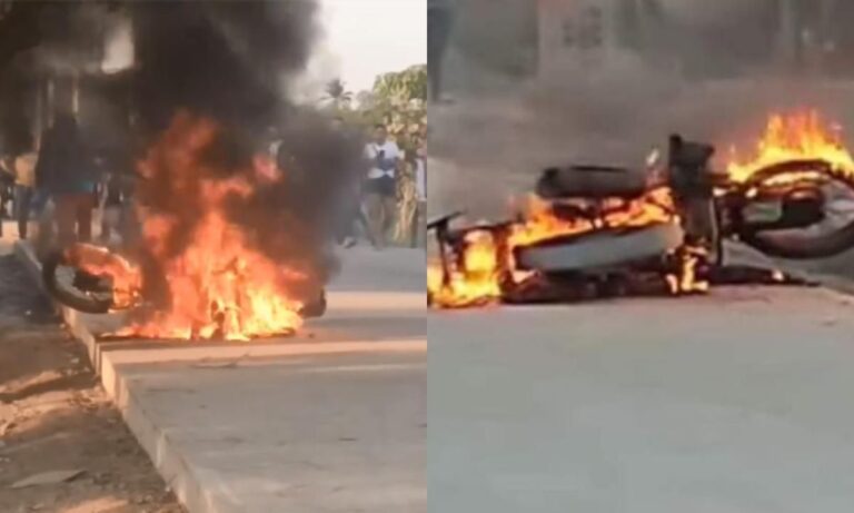 Quema la moto del esposo al descubrirlo con la amante