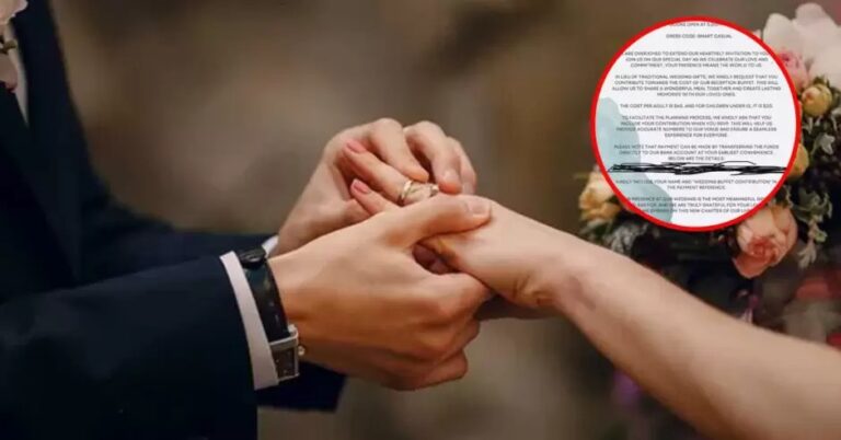 Novios piden a sus invitados que paguen su cena