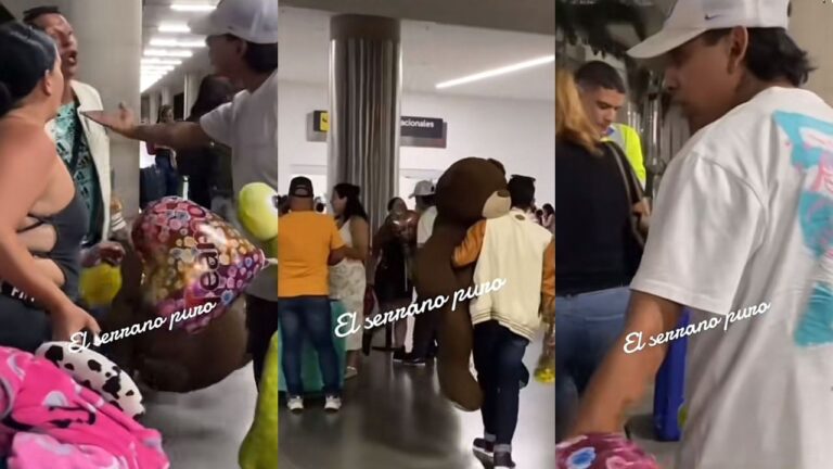 Mujer es recibida en el aeropuerto por sus dos novios y se agarran a golpes