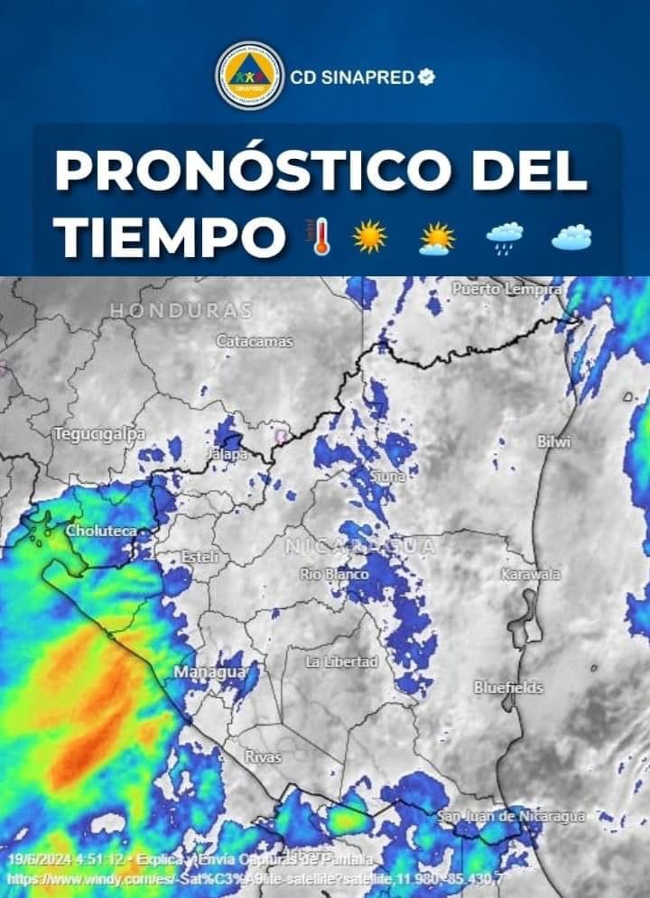 Nicaragua enfrenta ambiente caluroso con lluvias dispersas