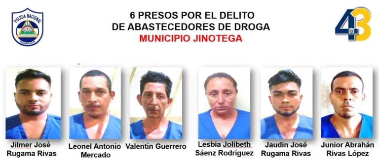 Policía de Jinotega captura a 9 abastecedores de droga