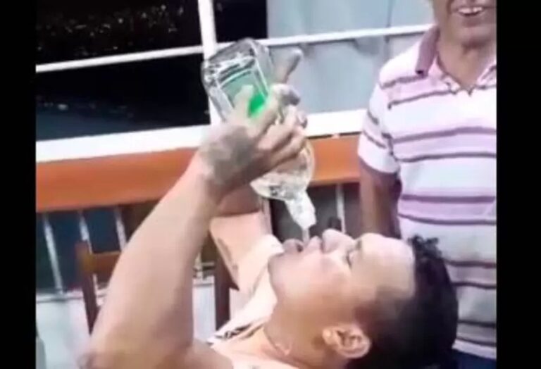 Casi muere al ingerir un litro de licor de un solo sorbo