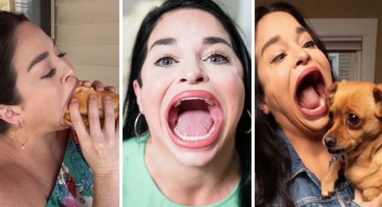 Mujer gana el récord de “la boca más grande del mundo”