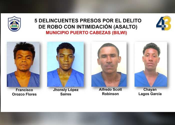 Capturan a 8 delincuentes en el Caribe Norte