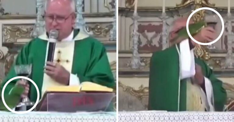Loro intenta tomarse el vino de un sacerdote en plena misa