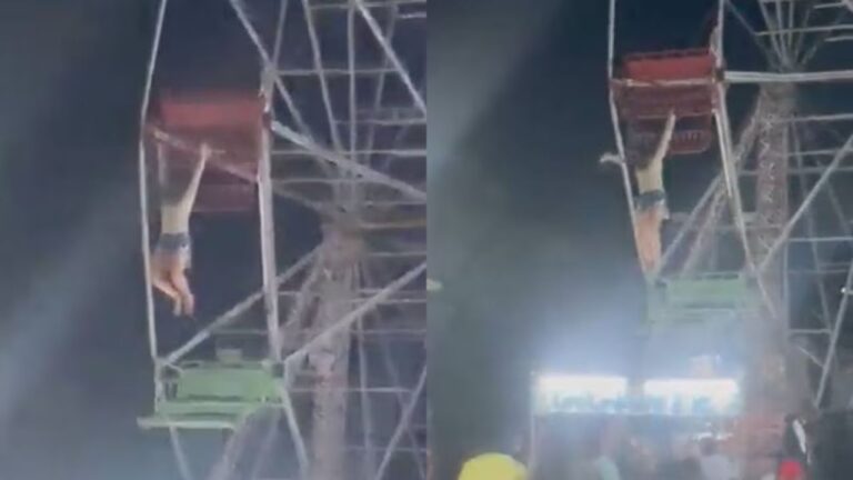 Joven queda colgada tras dañarse el seguro de la Rueda de la Fortuna