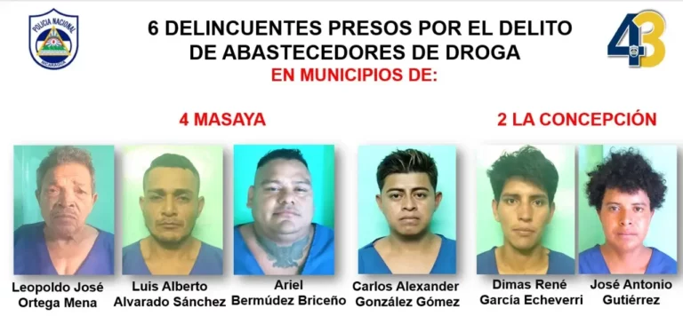 Ponen tras las rejas a 12 sujetos en Masaya